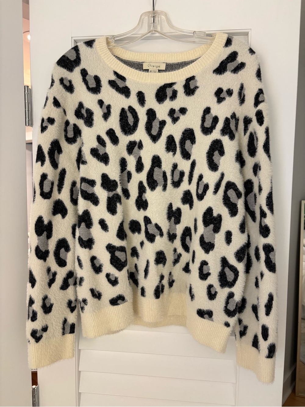 Cream & Black Leopard Crewneck Sweater